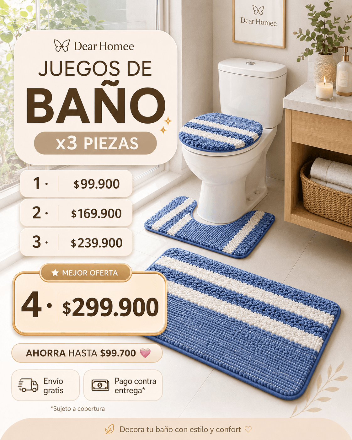 Promoción Juegos de Baño Dear Homee precios por cantidad con envío gratis