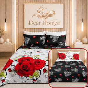 colcha corazón de rosas